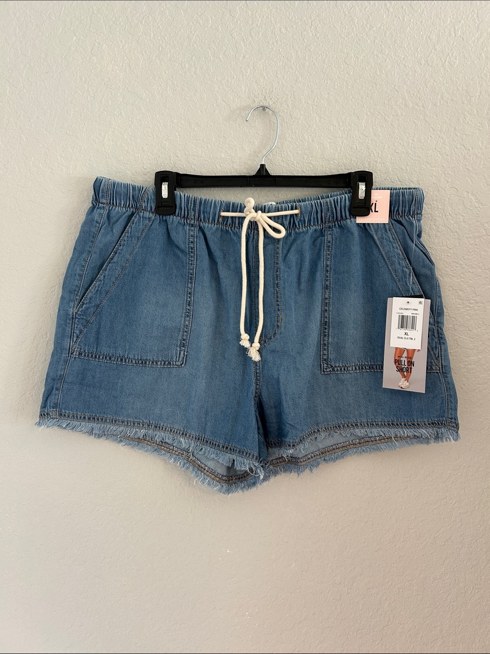 Celebrity Pink Light Blue Denim Drawstring Shorts